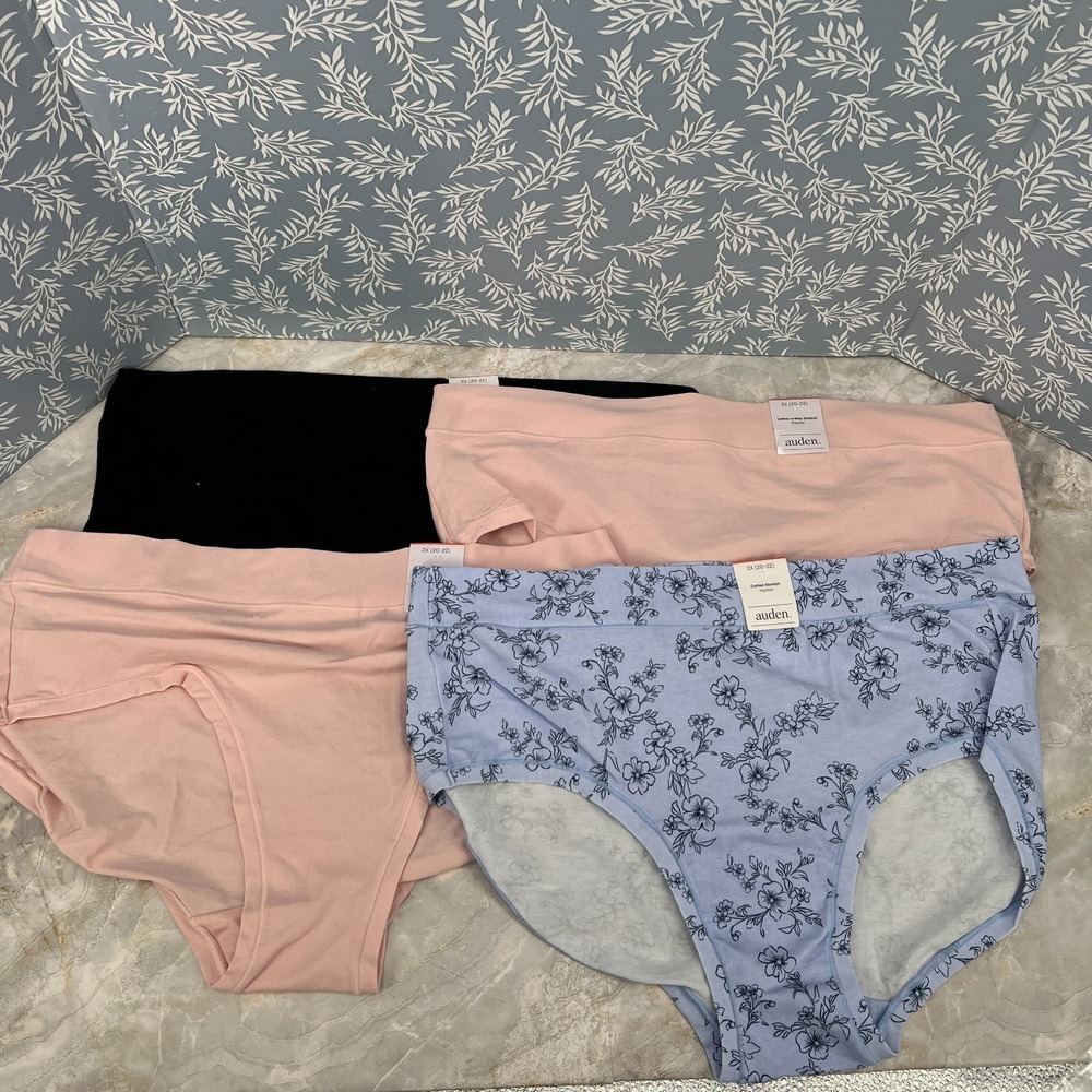 NEW Auden cotton 4-way stretch hipster stretch underwear pink black panties 2X
